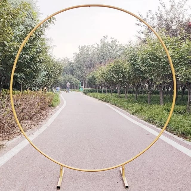 Arche De Ballons Dorée Et Ronde De 2,2 M, Support Métallique Pour Mariages Et Fêtes Bébé, Ensemble Décoratif Pour Photobooth