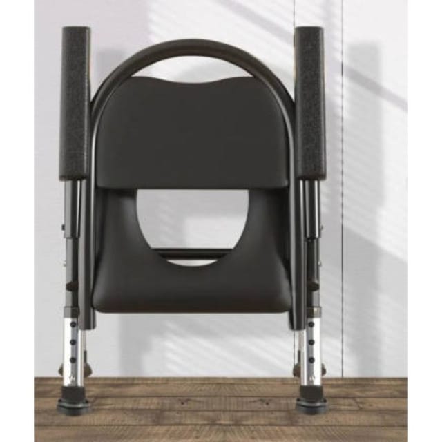 Une Chaise Toilette Pliable, Capacité 400 Kg, Chaise De Douche Avec Accoudoirs Et Seau, Hauteur Réglable, Solide Et Stable