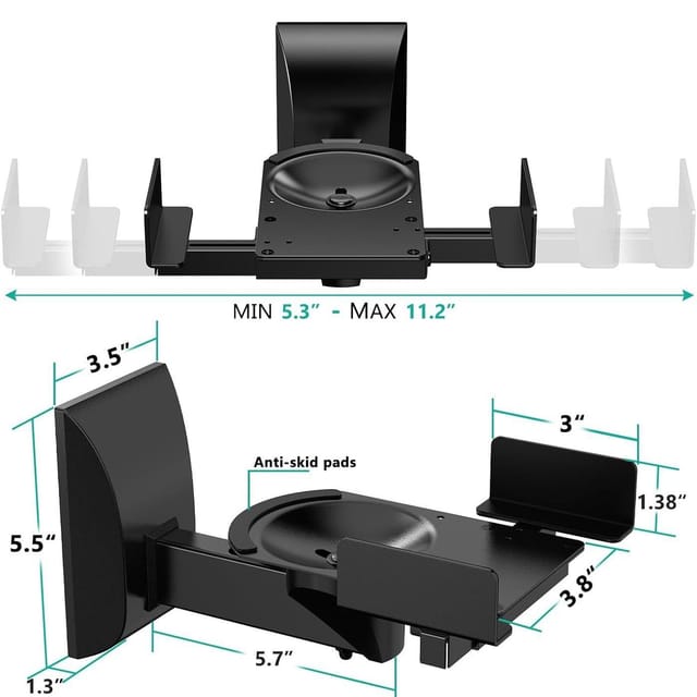 Support Mural Pour Enceintes Hifi, Lot De 2 Pièces, Réglable, 38 Cm D'Écart, Capacité Jusqu'à 25 Kg, Modèle Wst 04-15