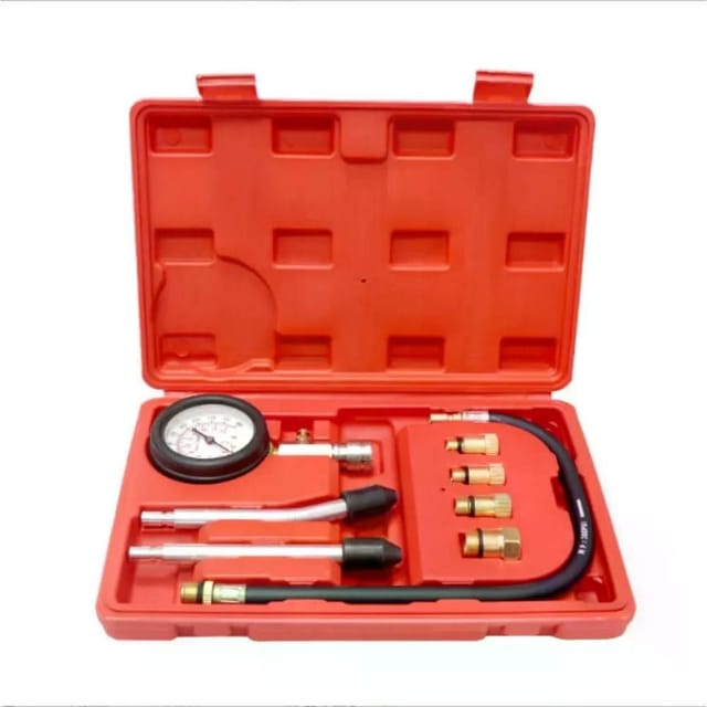 Testeur De Compression Cylindre Deux Étages 0 À 300 Psi, 0 À 20 Bar, 4 Adaptateurs, Manomètre 3 Pouces, Essence, Moteur
