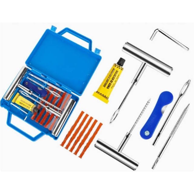 Lot De Réparation De Pneu 58 Pièces Pour Moto Et Auto, Outil D'Urgence Avec Bouchons Et Rustines, Ensemble De Secours, Route