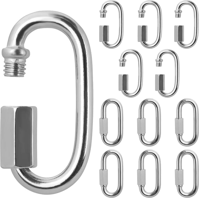 Lot De 12 Attaches En Inox En Forme De D, Mousquetons Robustes Pour Usage Intérieur Et Extérieur