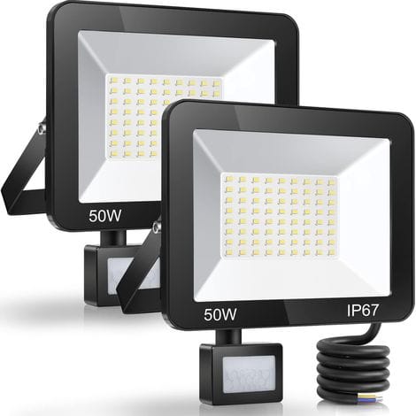 50 W Led-außenstrahler Mit Bewegungsmelder, 2 Stück, Wasserdicht Ip67, Kaltweiße Außenbeleuchtung 5000 Lm 7000 K, Ideale Lampe Für Garten, Terrasse Oder Eingang –