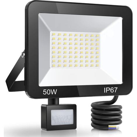 50w Led-fluter Für Den Außenbereich Mit Bewegungsmelder, Wasserdicht Ip67, Kaltweiße Beleuchtung 5000lm 7000k, Ideal Für Garten, Terrasse Und Eingang -