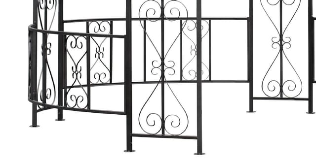 DEGAMO Pavillon BURMA 300cm rund, Stahl grau, Plane PVC-beschichtet weiss