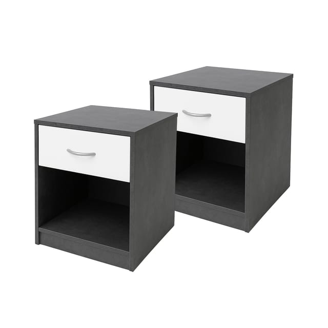 HTI-Living Nachtschrank 2er Set Nina Beton Weiß