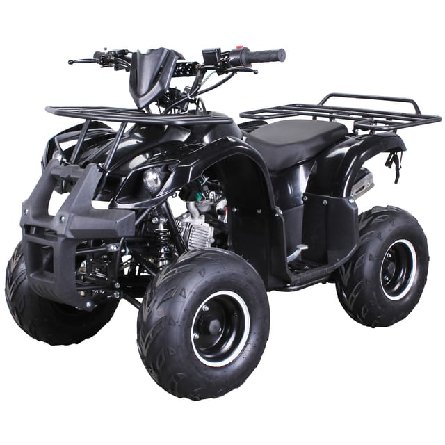 Benzin-Jugend-Quad S-8 Farmer, 125 ccm, ATV, Not-Aus-Leine, Automatik, Alarmanlage, Scheibenbremse (Schwarz)