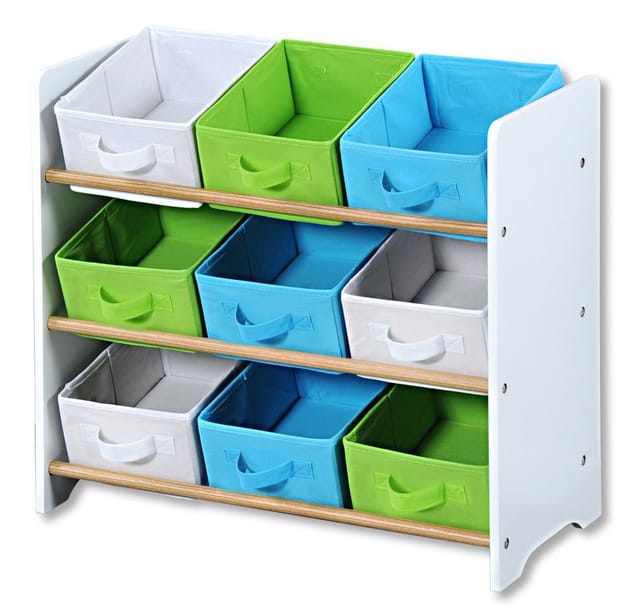 Kinder- Aufbewahrungsregal,FSC, Farbe: weiß -grün-blau
