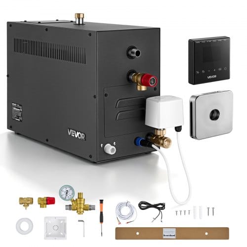VEVOR Dampfgenerator 7,5kW Dampferzeuger für Heimgebrauch mit Vorheizmodus, Dampfbadgenerator für Sauna Bad & SPA, Direkte Wasserversorgung, 25–55°C Einstellbar, 5-7m³, mit Touch-Steuerung & 24h Timer