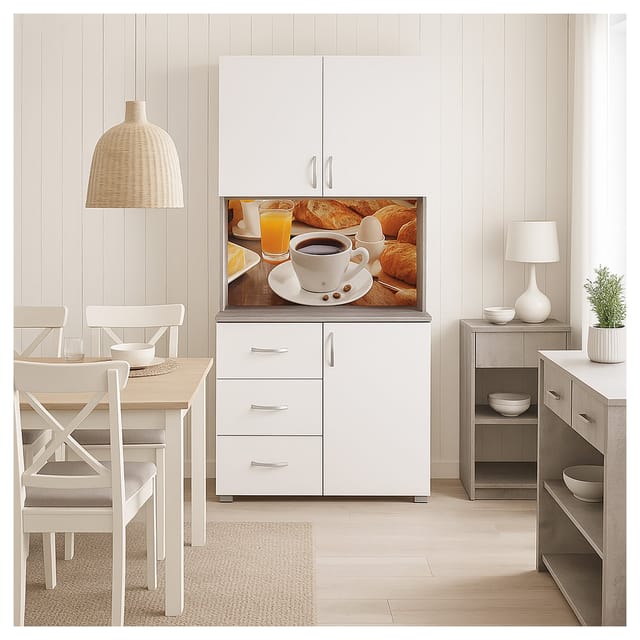 HTI-Living Küchenschrank Weiß/Beton Blanca Bistro
