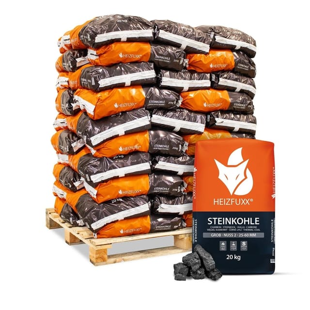 Heizfuxx Steinkohle 25-60 mm 20kg x 50 Sack 1000kg Palette