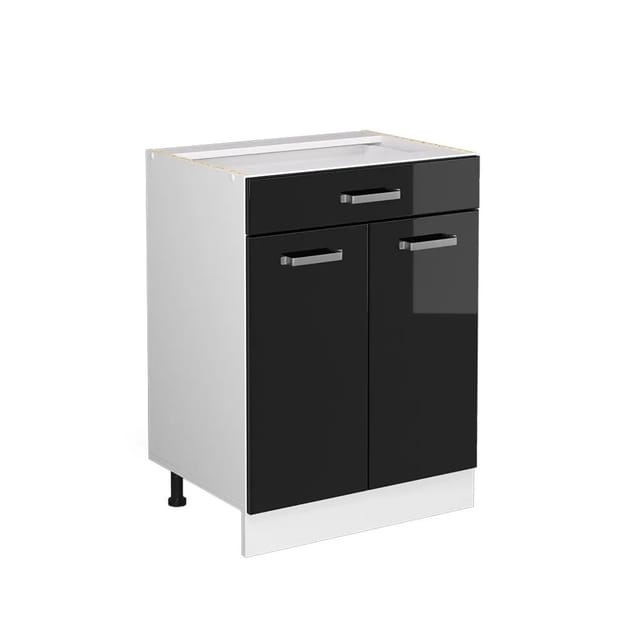 Vicco Unterschrank R-Line Schwarz Hochglanz 60 x 82 mit Schubladen ohne Arbeitsplatte Art Nr 41922