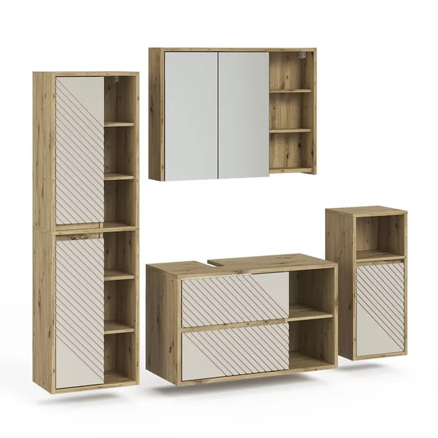 Vicco Badmöbel-Set Viola Artisan-Eiche 100 x 60 4-teilig Art Nr 61296