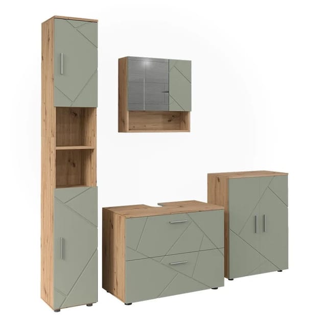 Vicco Badmöbel-Set Irma Salbeigrün 80 x 59 4-teilig Art Nr 59131