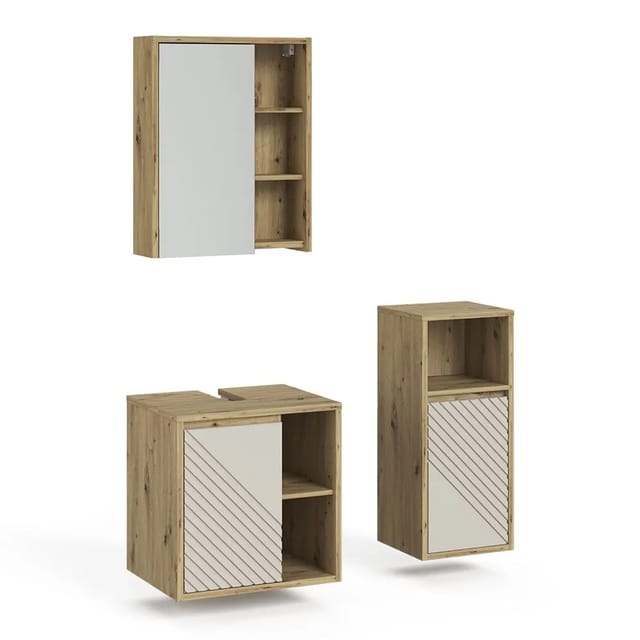 Vicco Badmöbel-Set Viola Artisan-Eiche 60 x 60 3-teilig Art Nr 61298