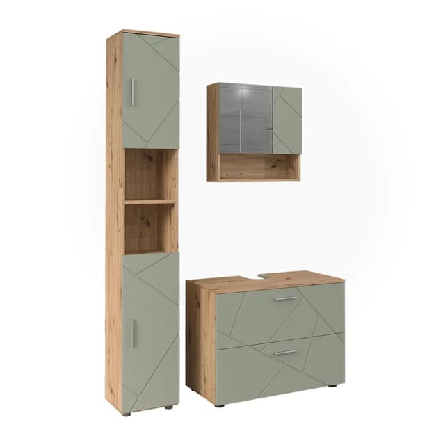 Vicco Badmöbel-Set Irma Salbeigrün 80 x 59 3-teilig Art Nr 59146