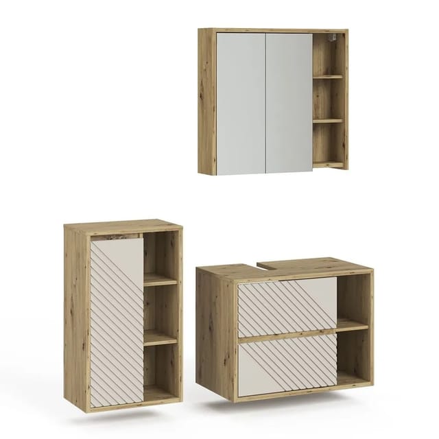 Vicco Badmöbel-Set Viola Artisan-Eiche 80 x 60 3-teilig Art Nr 61301