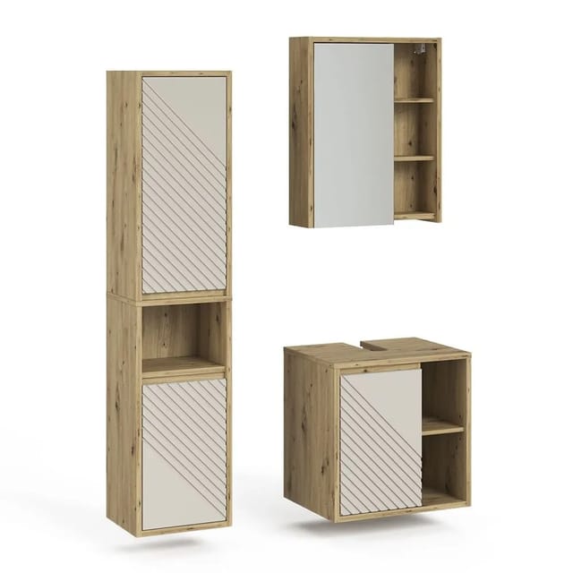 Vicco Badmöbel-Set Viola Artisan-Eiche 60 x 60 3-teilig Art Nr 61297