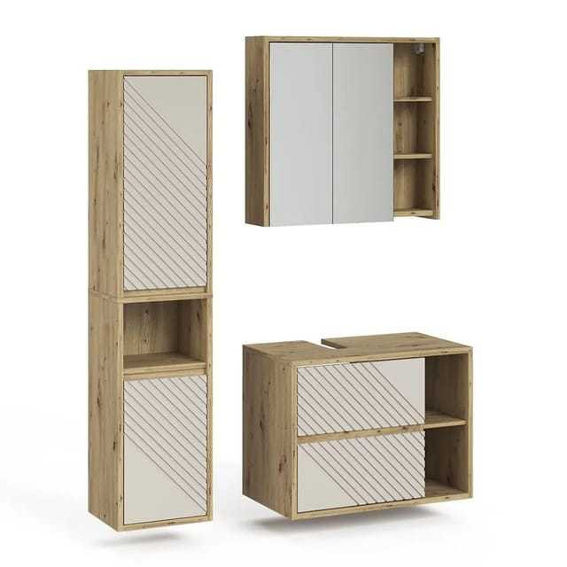 Vicco Badmöbel-Set Viola Artisan-Eiche 80 x 60 3-teilig Art Nr 61300