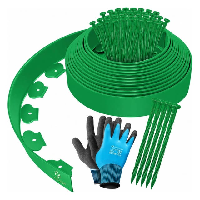KESSER Flexible Rasenkante Kunststoff mit Erdankern Mähkante 30 m x 5 cm Grün