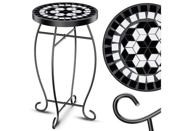 KESSER Mosaiktisch Rund Bistrotisch Metall mit Steinmosaik 60 x 34 cm Tetragon