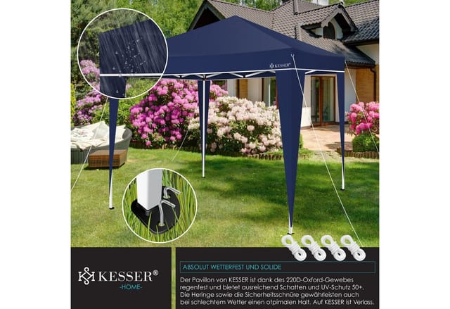 KESSER Faltpavillon mit Pop Up Klicksystem UV Schutz 50+ 3 x 3 m Blau