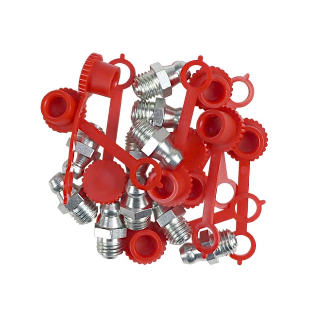 Satz M8x1 Schmiernippel Mit Roter Schmiernippelkappe, 10 Stück