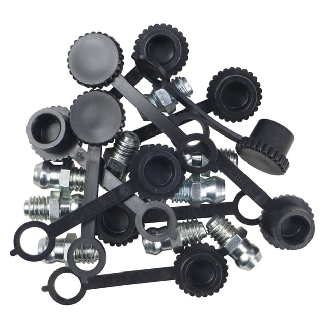 Satz M6x1 Schmiernippel, Schwarze Schmiernippelkappe, 10 Stück