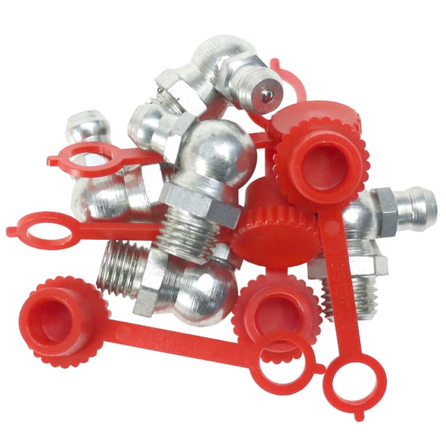 Satz M8x901 Schmiernippel Mit Roter Schmiernippelkappe, 5 Stück
