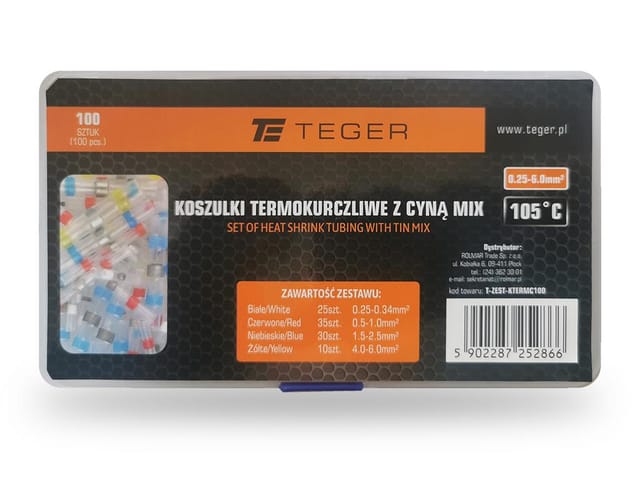 Set Mit Schrumpfschläuchen Mit Zinnverzinnung, Teger Mix, 100 Stück