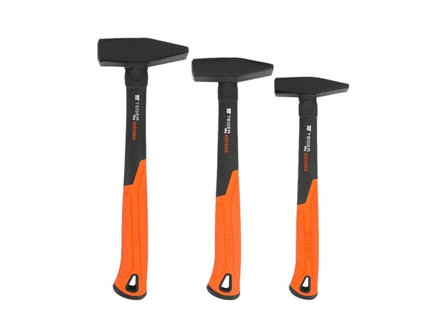 Set Mit 3 Teger Extreme 300, 500 Und 800 G Schweren Schlosserhämmern Mit Fiberglasgriff, 3-teilig