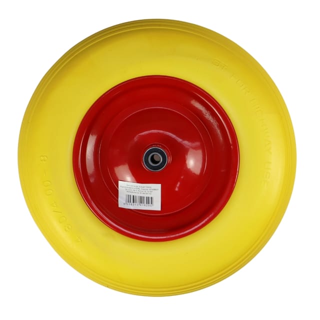 Schubkarrenrad 4.00-8 Vollgummifelge Rot, Achse 12 Mm