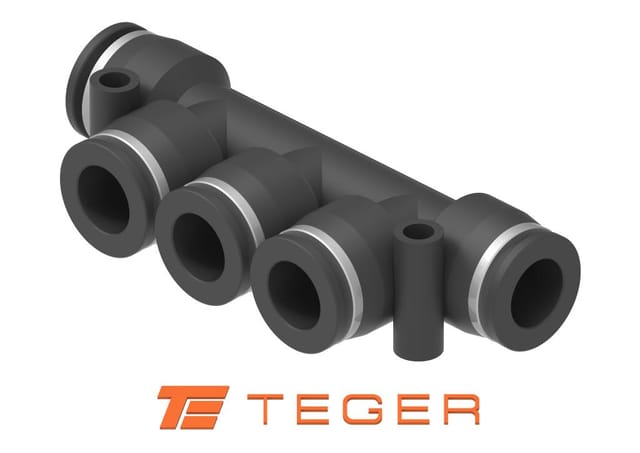 Pneumatischer Verteiler, Steckbar, Mehrsegmentig, Tekalan Teger 5x 6 Mm, 1 Stück