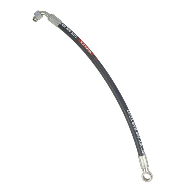 Hydraulikschlauch Dn10 330 Bar Winkelstück Dkol 90 Dn10 M18x1,5 12l / Öse Rnm P01 Dn10 D18 L-470 Mm Dn10-2sn