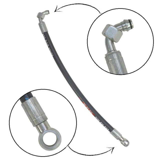 Hydraulikschlauch Dn10 330 Bar Winkelstück Dkol 90 Dn10 M18x1,5 12l / Öse Rnm P01 Dn10 D18 L-430 Mm 2sn