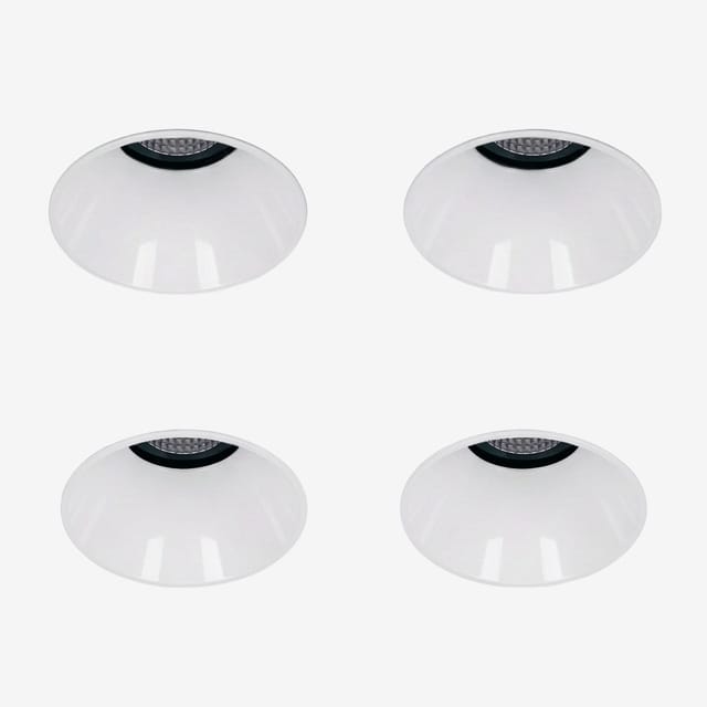 Sklum Pack De 4 Downlights Led Empotrables Sin Marcos Trimless Redondos Ø6,8 Cm Para Exterior En Aluminio Orelva Weiss