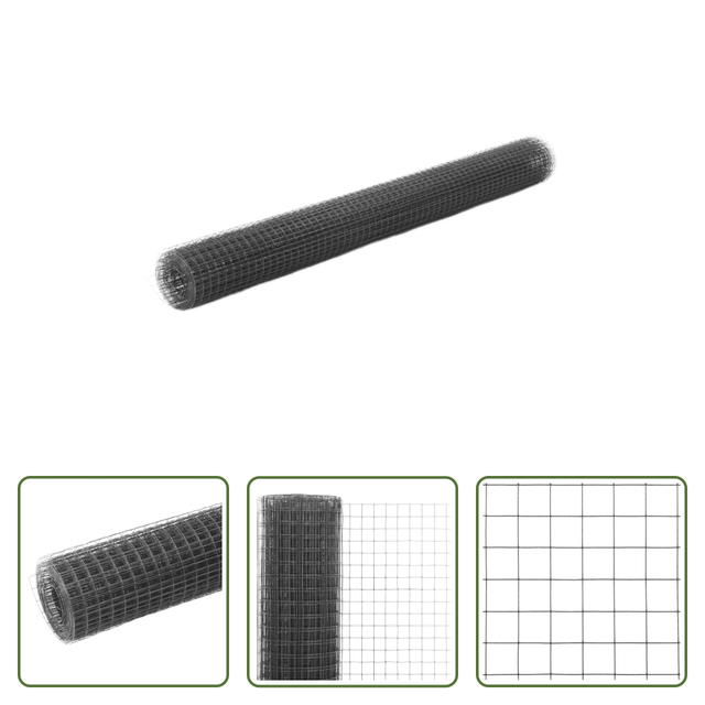 Vidaxl Geflügelhaltung - Drahtzaun Stahl Mit Pvc-beschichtung 25x1,5 M Grau