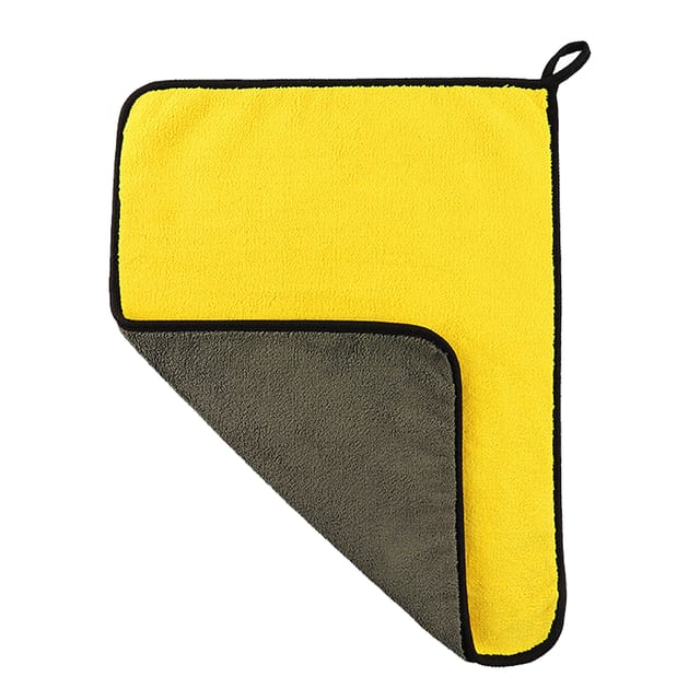 Graues Und Gelbes Autowaschtuch, Dickes, Doppelseitiges Reinigungstuch, Für Den Hausgebrauch, 40 X 30 Cm