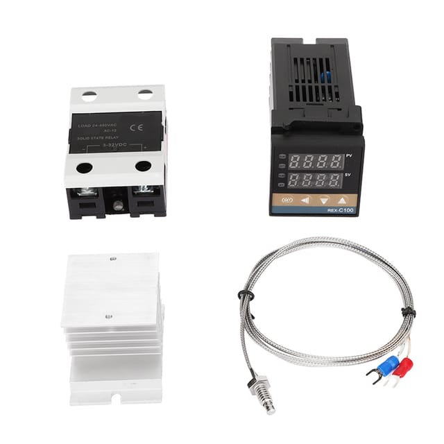 Pid-temperaturregler-set, Thermoelement Typ K M6, Halbleiterrelais, Aluminium-kühlkörper, 100–240 V 40 A Pid-thermostat