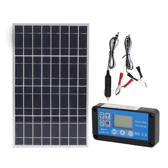 Solarmodul Mit 40a-regler, Aus Polysilizium, 30w, Zwei Usb-ladeanschlüsse, Hoher Wirkungsgrad Für Wohnmobile, Autos, Boote Und Flugzeuge.