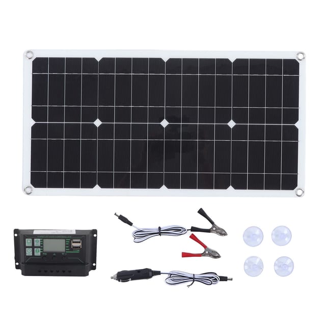 250-w-monokristallines Solarmodul-set Mit 10-a-laderegler Und Zwei Usb-anschlüssen Zum Laden Von Batterien In Wohnmobilen, Autos Und Booten