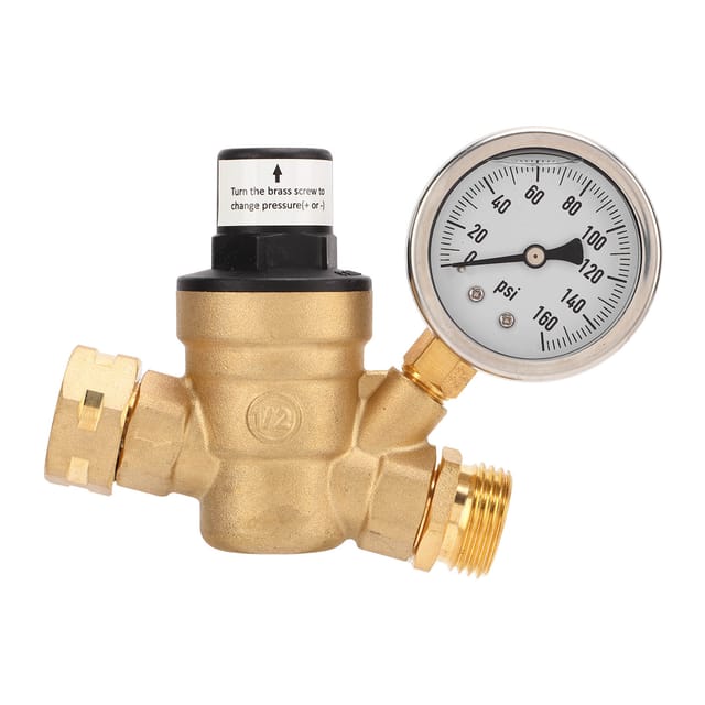 Einstellbarer Wasserdruckregler Mit Manometer Für Die Wasserversorgung Von Wohnmobilen.