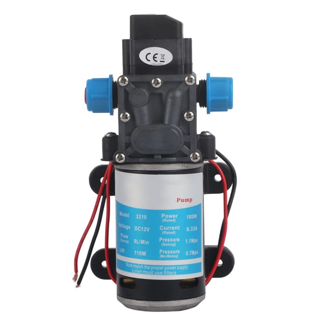 12v Dc 100w 8l/min 160psi Hochdruck-selbstansaugende Membranwasserpumpe Für Waschzwecke