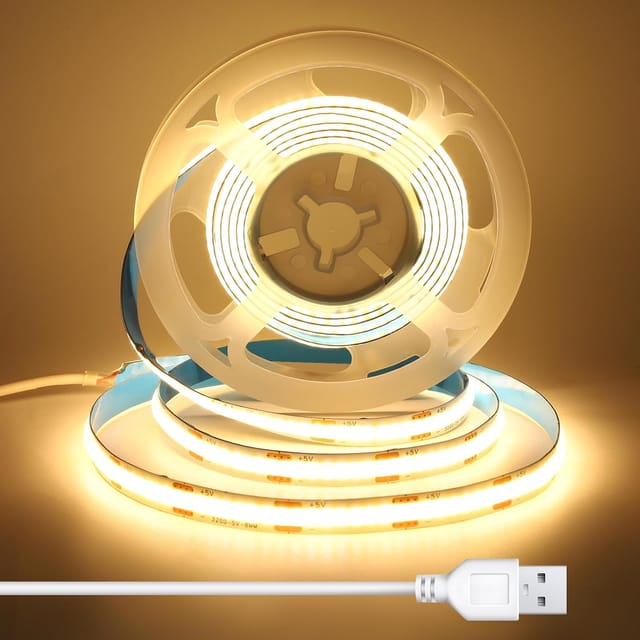M Usb Cob Led-streifen, 5 V, Warmweiß, 3000 K [energieklasse F]