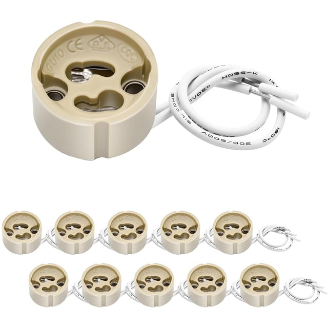 10er-pack Gu10-keramikfassungen Mit 12 Cm Silikonkabel, Sockel Für Gu10-led- Und Halogenlampen, 0–250 V, Max. 200 W