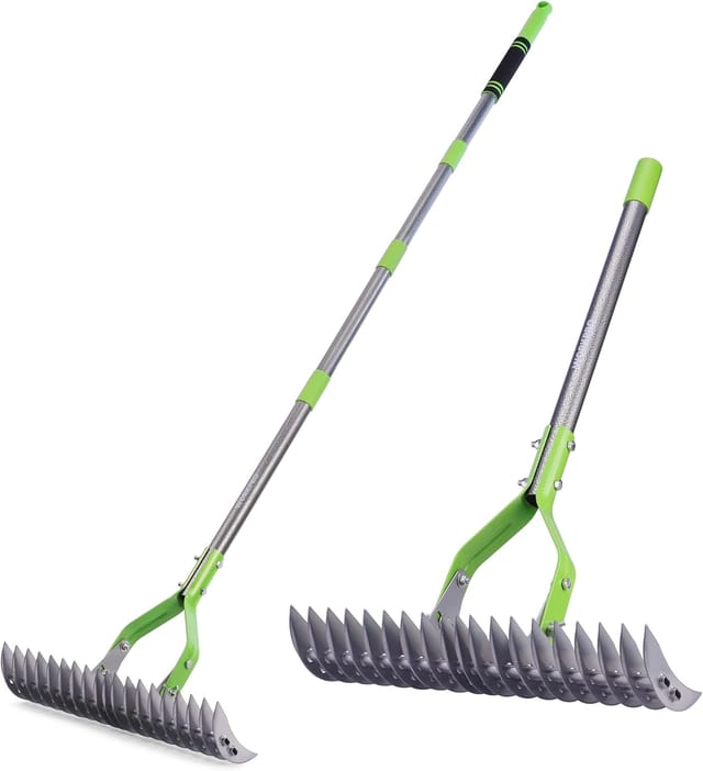 38 Cm Vertikutierrechen, Hochleistungs-rasenrechen Mit 19 Zinken, 1,78 M Teleskopstiel, Verstellbarem Kopf, Vertikutierrechen Zum Entfernen Von Rasenfilz Und Unrat Sowie Zum Belüften Des Rasens