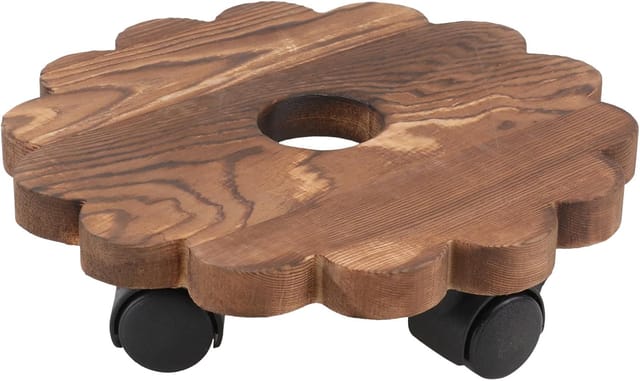 Leichter Pflanzenständer Aus Holz Mit Rollen, 20 Cm Durchmesser, Mobiler Blumentopfhalter, Stabiler Fuß, Geeignet Für Drinnen Und Draußen, Balkon, Terrasse Und Garten
