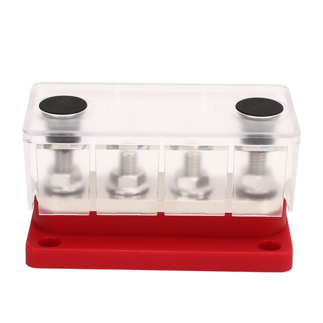 Elektrischer Verteilerblock Mit M8-schraubanschluss, 4 Klemmen, 12–48 V, 300 A Gleichstromschiene Für Automobil- Und Schiffsanwendungen, Rot