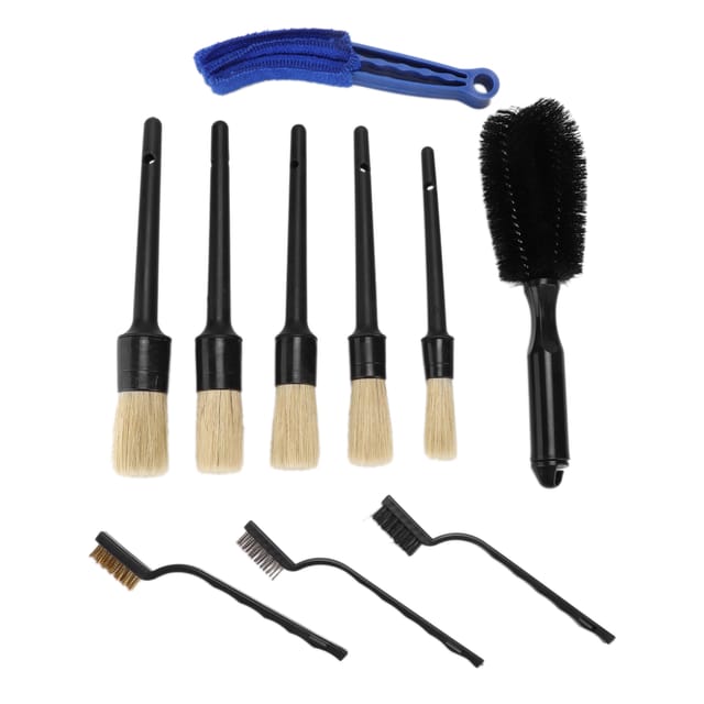 Set Mit 10 Autoreinigungs- Und Wartungsbürsten: Motorraum, Felgen, Auspuff Und Emblem.