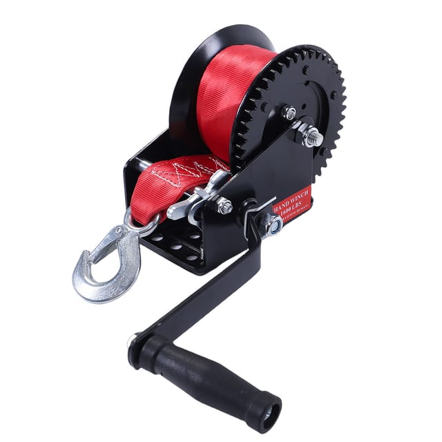 Hochleistungsfähige, Tragbare Handwinde Für Bootsanhänger Mit Einer Zugkraft Von 725 Kg (1600 Lb), Inklusive 7,9 M X 5 Cm (26 Ft X 2 In) Gurt, 2-wege-ratsche Und Einem Untersetzungsverhältnis Von 4,1: